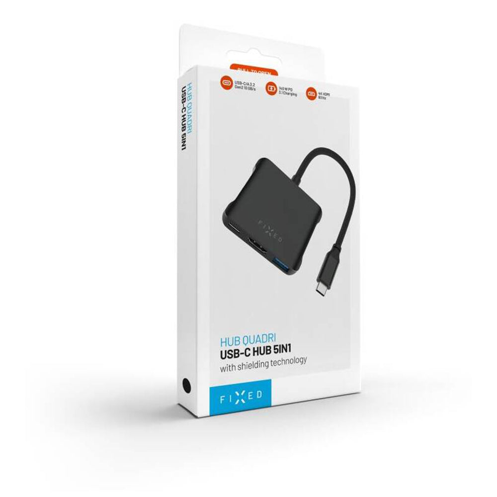Hub USB-C Fixed Quadri, 5in1, Crni