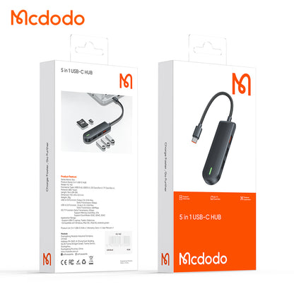 Hub USB-C McDodo HU-1430 Star, 5in1, Crni