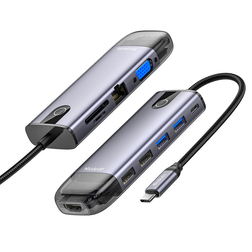 Hub USB-C McDodo HU-7420, 10u1, Sivi
