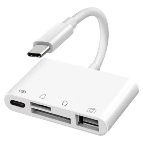 USB-C OEM NK108LTC hub, 1 x USB-A - 1 x USB-C - 1 x SD - 1 x microSD, Bijeli