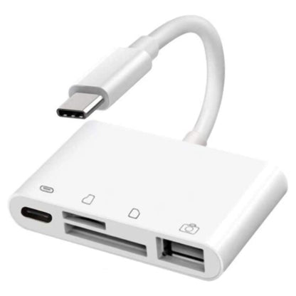 USB-C OEM NK108LTC hub, 1 x USB-A - 1 x USB-C - 1 x SD - 1 x microSD, Bijeli