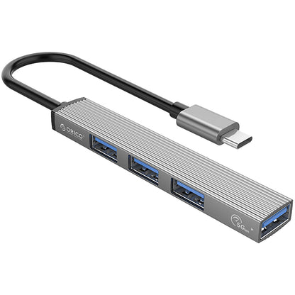 Hub USB-C Orico AH-A13, 1 x USB-A 3.0 - 3 x USB-A, Sivi