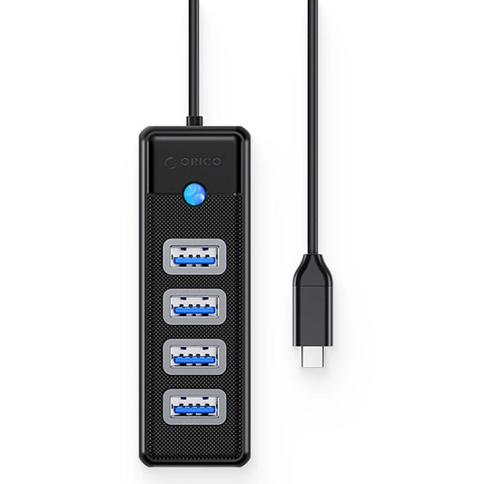 Hub USB-C Orico PW4U-C3, 4 x USB-A 3.0, Crni