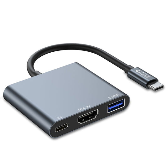USB-C Hub Tech-Protect V1, USB-A 3.0 - 1 x USB-C - 1 x HDMI, Sivi