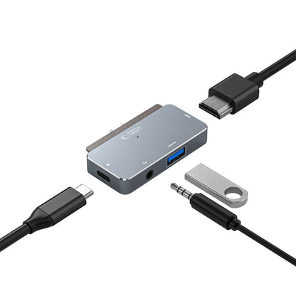 Hub USB-C Tech-Protect V6, 1 x USB-A - 1 x USB-C - 1 x HDMI - 1 x Jack 3.5mm, Grey 