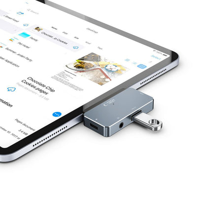 Hub USB-C Tech-Protect V6, 1 x USB-A - 1 x USB-C - 1 x HDMI - 1 x Jack 3.5mm, Grey 