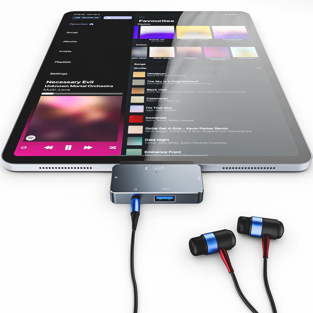 Hub USB-C Tech-Protect V6, 1 x USB-A - 1 x USB-C - 1 x HDMI - 1 x Jack 3.5mm, Grey 