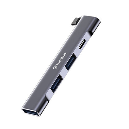 Hub USB-C Techsuit H12 ZenithDock, 4in1, Sivi