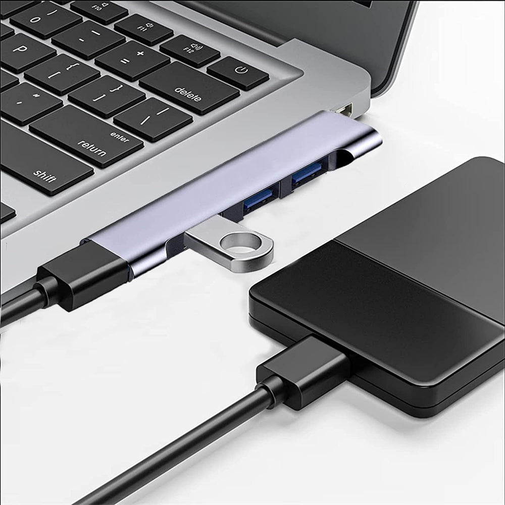 Hub USB-C Techsuit H13 ZenithDock, 4in1, Sivi