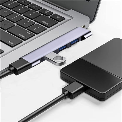 Hub USB-C Techsuit H13 ZenithDock, 4in1, Sivi