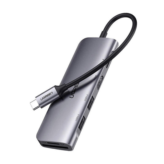 Hub USB-C UGREEN CM195 (15214), 2 x USB-A 3.0 - 1 x USB-C - 1 x HDMI - 1 x SD - 1 x microSD, Sivi