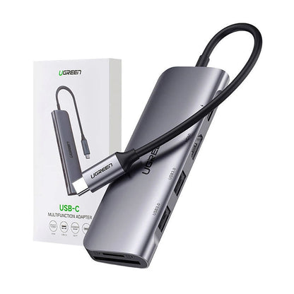 Hub USB-C UGREEN CM195 (15214), 2 x USB-A 3.0 - 1 x USB-C - 1 x HDMI - 1 x SD - 1 x microSD, Sivi