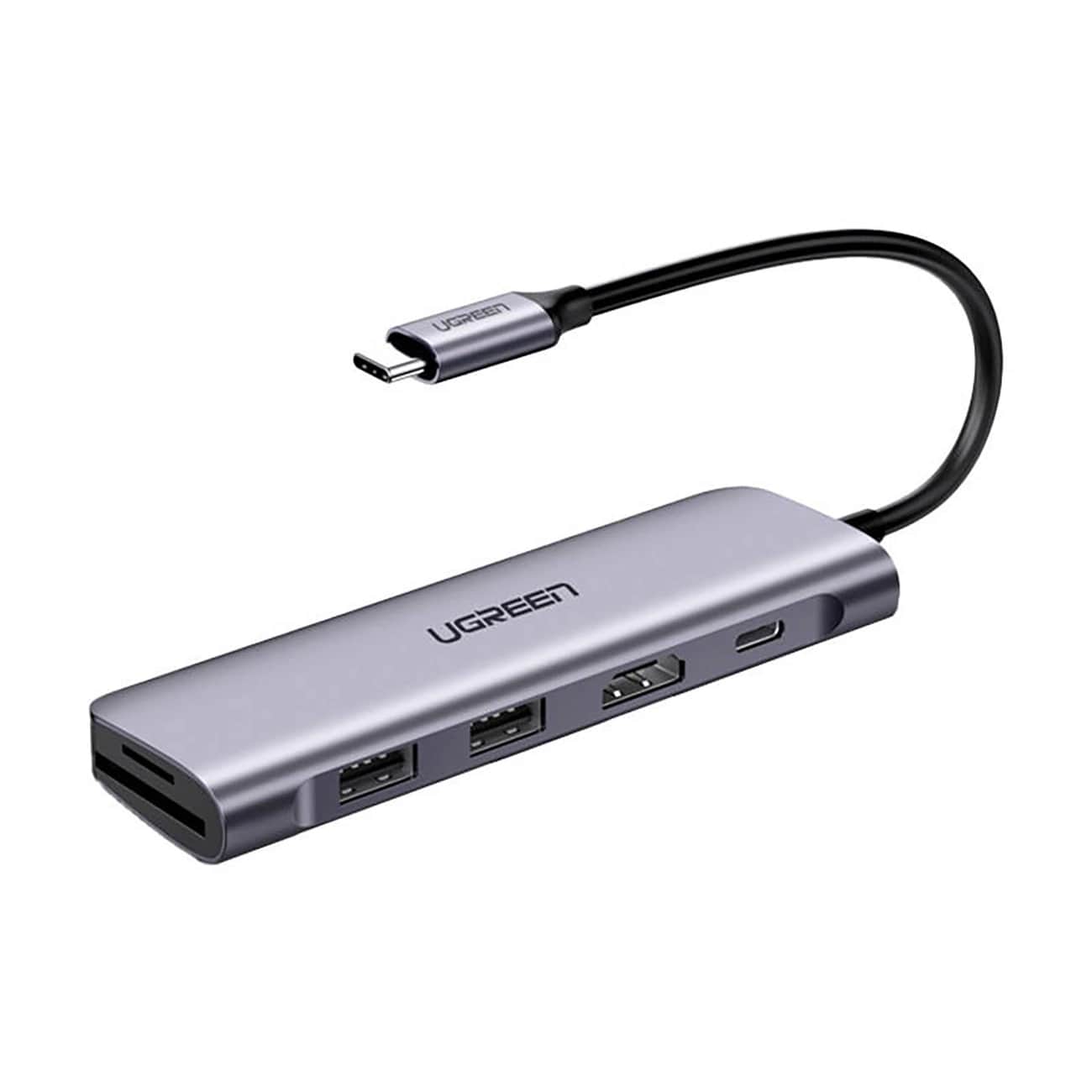 Hub USB-C UGREEN CM195 (15214), 2 x USB-A 3.0 - 1 x USB-C - 1 x HDMI - 1 x SD - 1 x microSD, Sivi