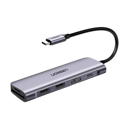 Hub USB-C UGREEN CM195 (15214), 2 x USB-A 3.0 - 1 x USB-C - 1 x HDMI - 1 x SD - 1 x microSD, Sivi