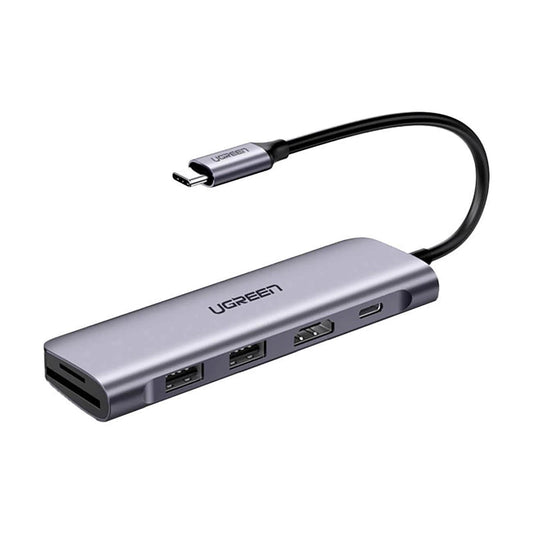 Hub USB-C UGREEN CM195 (15214), 2 x USB-A 3.0 - 1 x USB-C - 1 x HDMI - 1 x SD - 1 x microSD, Sivi