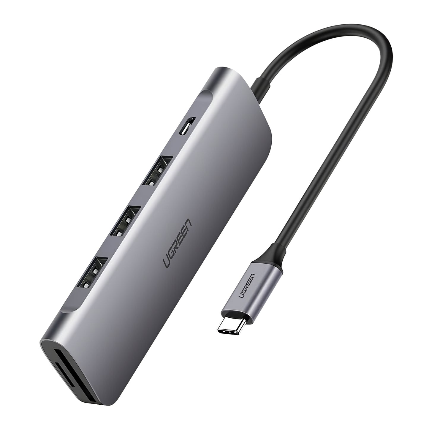Hub USB-C UGREEN CM195, 2 x USB-A - 1 x USB-C - 1 x HDMI - 1 x SD - 1 x microSD, Sivi