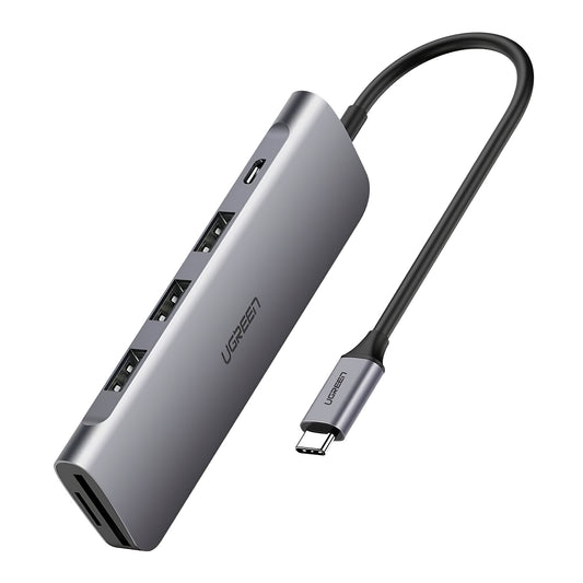 Hub USB-C UGREEN CM195, 2 x USB-A - 1 x USB-C - 1 x HDMI - 1 x SD - 1 x microSD, Sivi