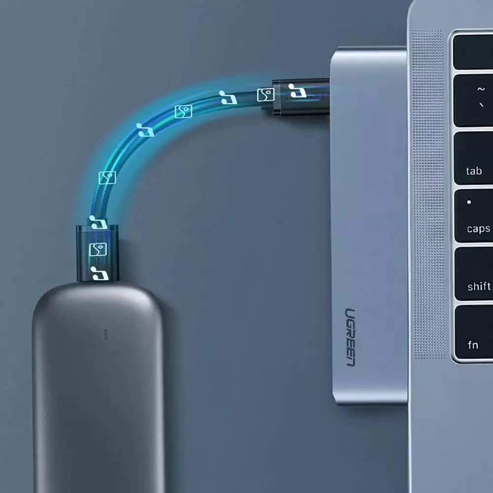 Hub USB-C UGREEN CM251 za Apple MacBook Pro / Air, 3 x USB-A 3.0 - 1 x USB-C - 1 x SD - 1 x microSD, Sivi