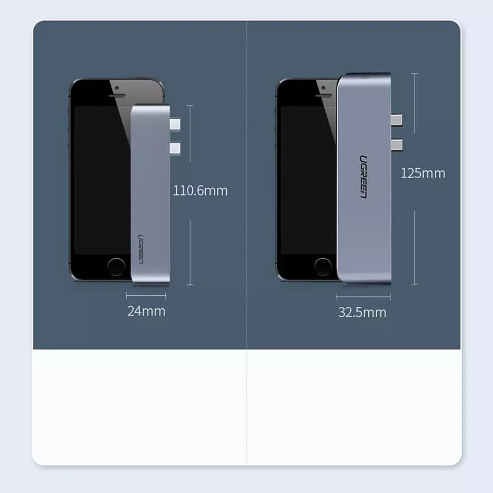 Hub USB-C UGREEN CM251 za Apple MacBook Pro / Air, 3 x USB-A 3.0 - 1 x USB-C - 1 x SD - 1 x microSD, Sivi
