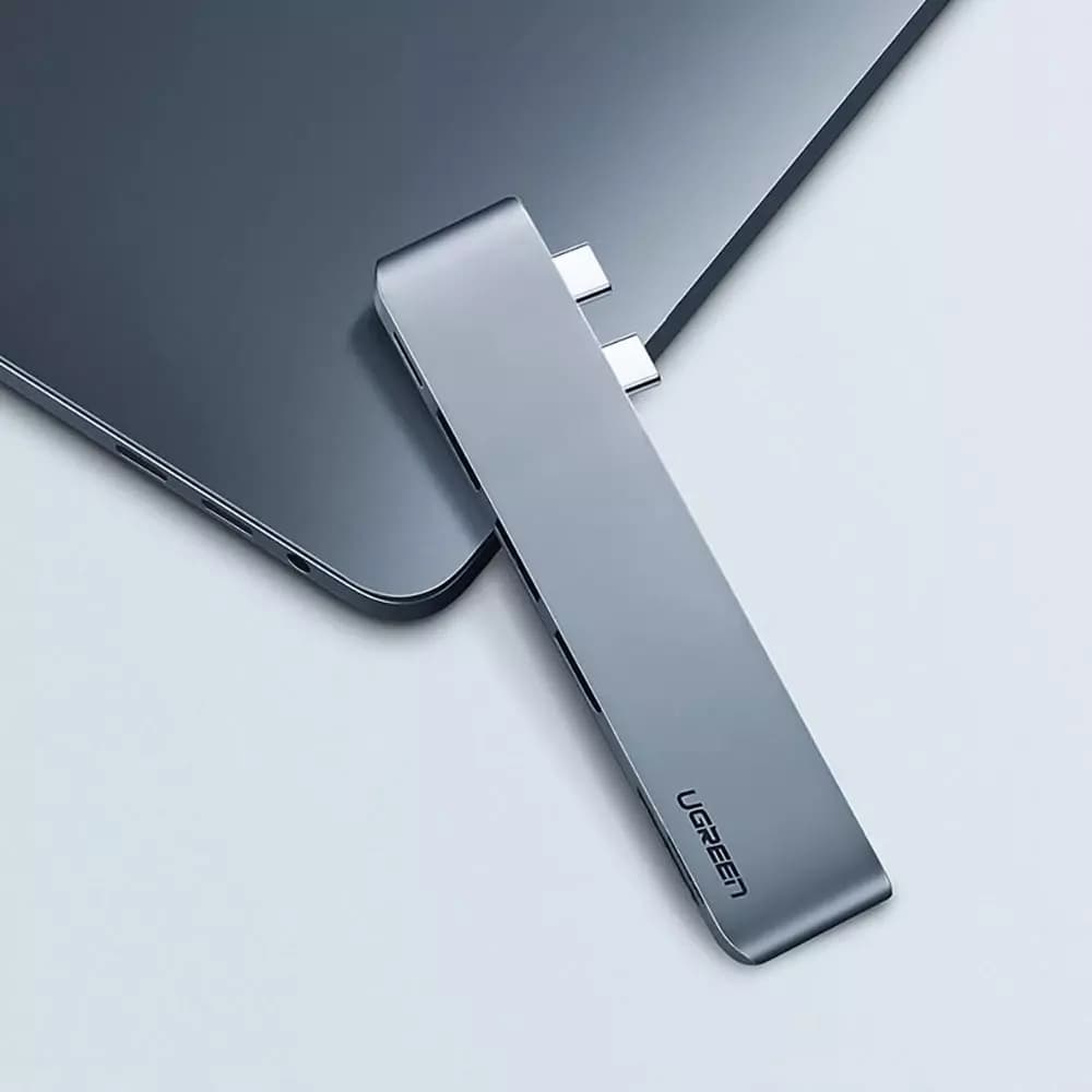 Hub USB-C UGREEN CM251 za Apple MacBook Pro / Air, 3 x USB-A 3.0 - 1 x USB-C - 1 x SD - 1 x microSD, Sivi