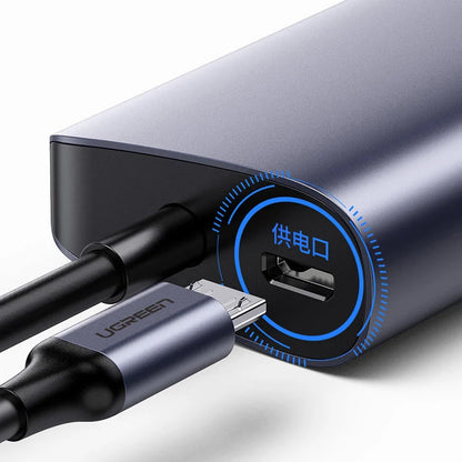 Hub USB-C UGREEN CM252, 3 x USB-A 3.0 - 1 x USB-C - RJ45, Sivi