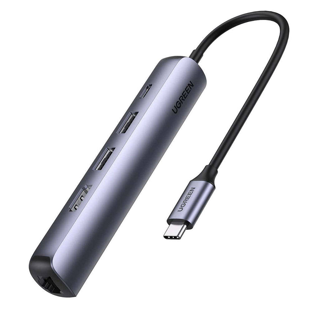 Hub USB-C UGREEN CM418 (10919), 2 x USB-A 3.0 - 1 x USB-C - 1 x HDMI - 1 x RJ45, Sivi