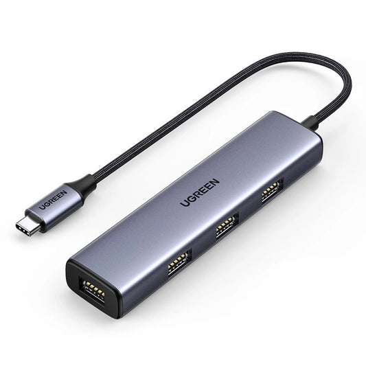 USB-C hub UGREEN CM473, 4 x USB-A 3.0, 0.15m, sivi