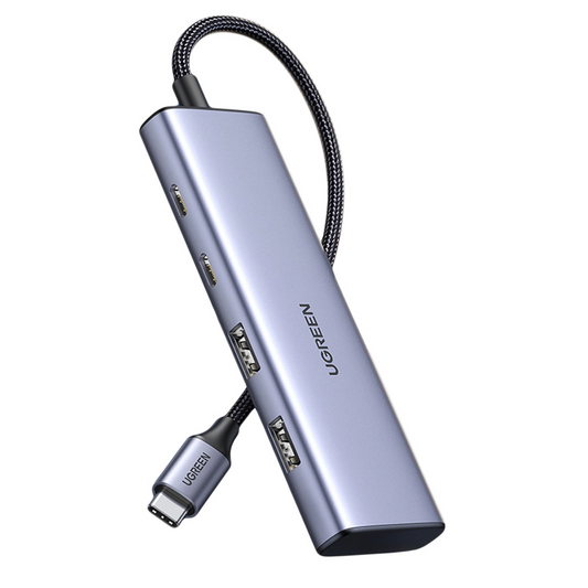 Hub USB-C UGREEN CM473, 2 x USB-A 3.0 - 2 x USB-C, 0,20cm, Siva