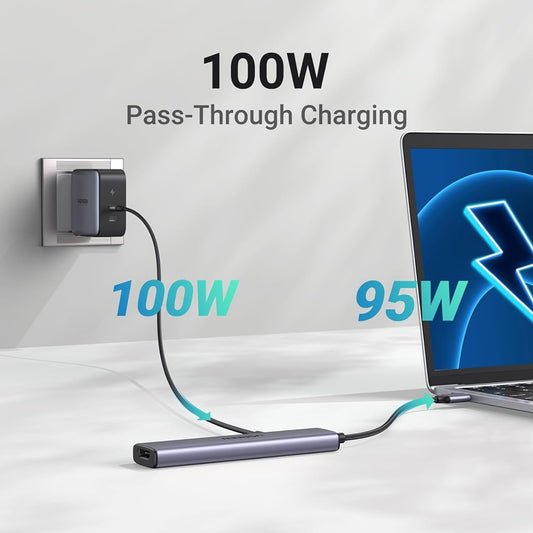 Hub USB-C UGREEN CM478, 1 x USB-A 3.0 - 2 x USB-A - 1 x USB-C - 1 x HDMI, Sivi