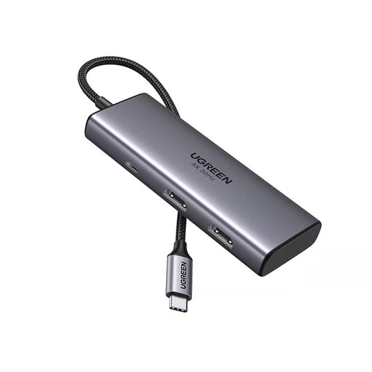 Hub USB-C UGREEN CM498 (15852), 2 x USB-A 3.0 - 2 x USB-C - 2 x HDMI, Sivi