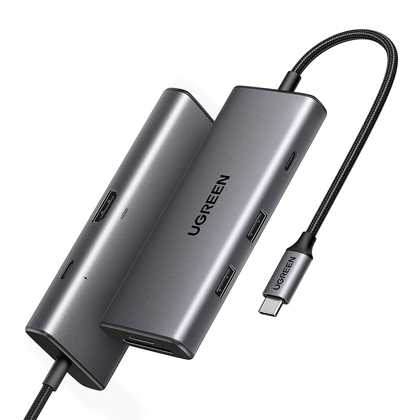 Hub USB-C UGREEN CM498 (15531), 2 x USB-A 3.2 - 2 x USB-C - 1 x HDMI - 1 x SD - 1 x microSD, Sivi