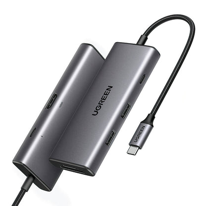 Hub USB-C UGREEN CM498 (15531), 2 x USB-A 3.2 - 2 x USB-C - 1 x HDMI - 1 x SD - 1 x microSD, Sivi