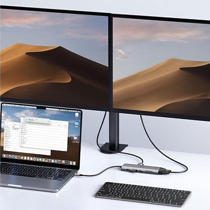 Hub USB-C UGREEN CM498 (15600), 3 x USB-A 3.0 - 1 x USB-C - 1 x HDMI - 1 x VGA - 1 x RJ45 - 1 x SD - 1 x microSD, Sivi
