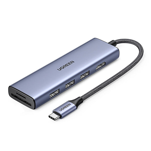 Hub USB-C UGREEN CM511 (20956A), 3 x USB-A 3.0 - 1 x HDMI - 1 x SD - 1 x microSD, Sivi