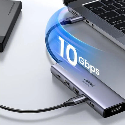 Hub USB-C UGREEN CM511 (35999), 2 x USB-A 3.2 - 3 x USB-C - 1 x HDMI, Sivi