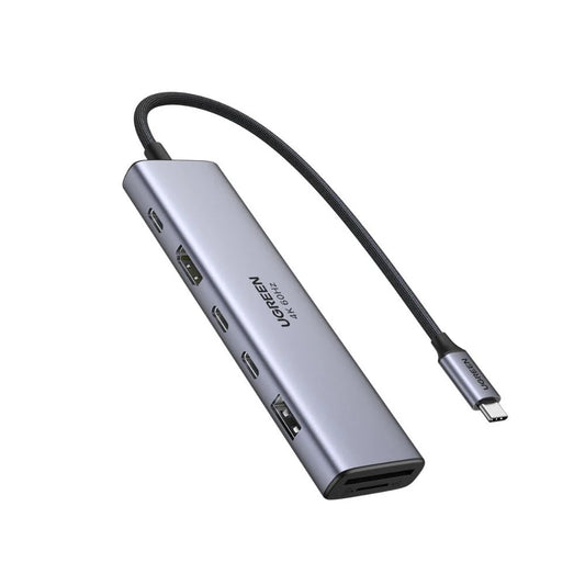 Hub USB-C UGREEN CM511 (45521), 1 x USB-A 3.2 - 3 x USB-C - 1 x HDMI - 1 x SD - 1 x microSD, Sivi