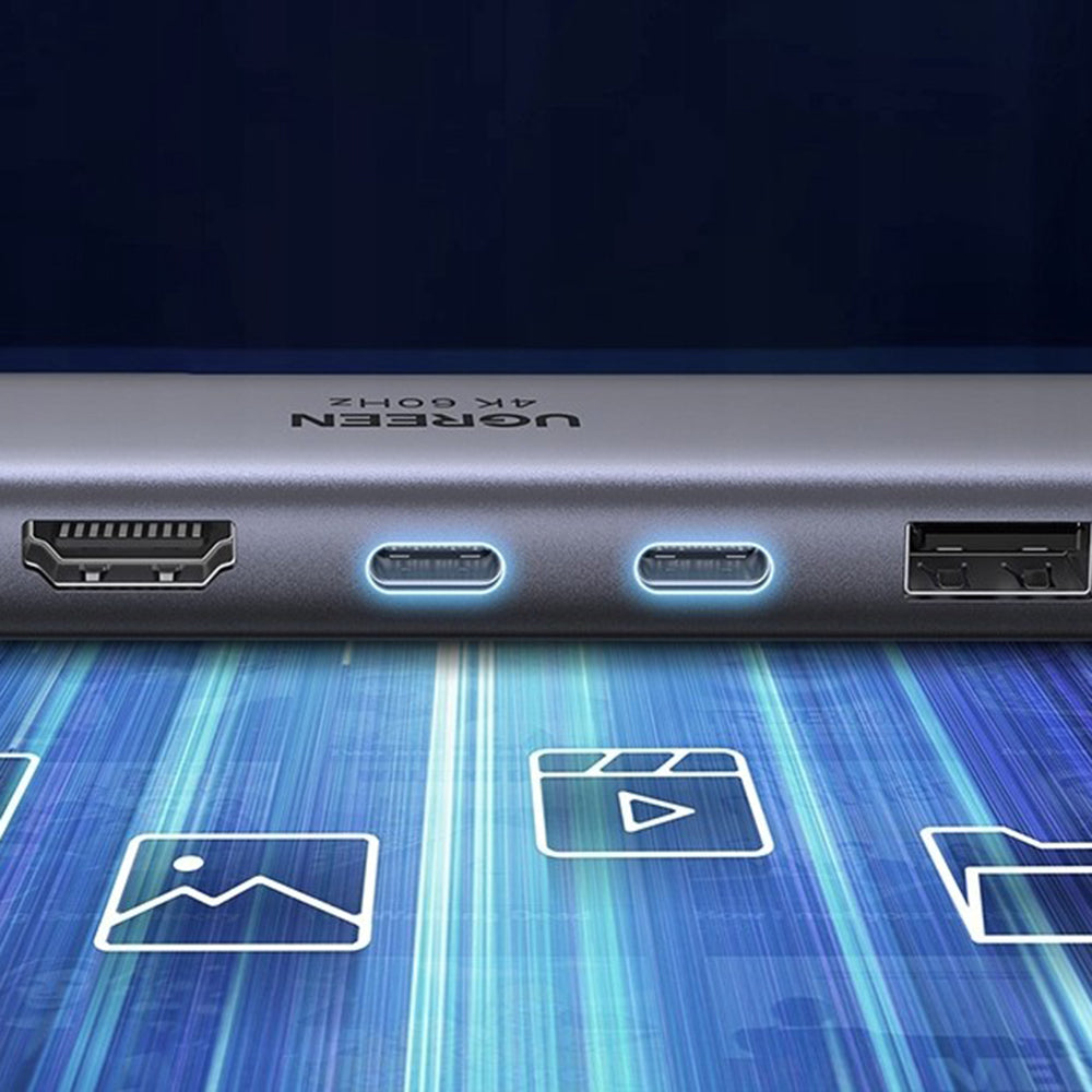 Hub USB-C UGREEN CM511 (45521), 1 x USB-A 3.2 - 3 x USB-C - 1 x HDMI - 1 x SD - 1 x microSD, Sivi