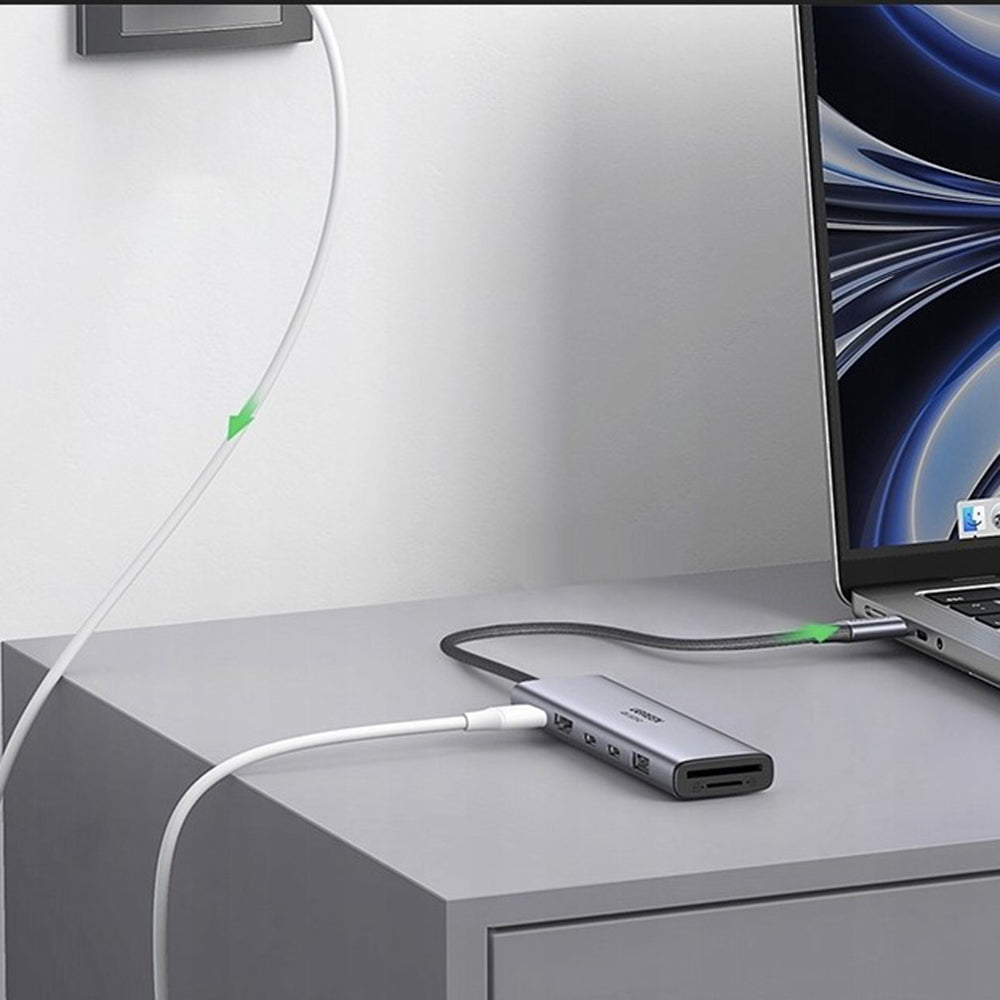 Hub USB-C UGREEN CM511 (45521), 1 x USB-A 3.2 - 3 x USB-C - 1 x HDMI - 1 x SD - 1 x microSD, Sivi