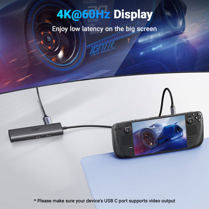 Hub USB-C UGREEN CM512 (45000), 2 x USB-A 3.2 - 2 x USB-C - 1 X HDMI - 1 x RJ45, Sivi