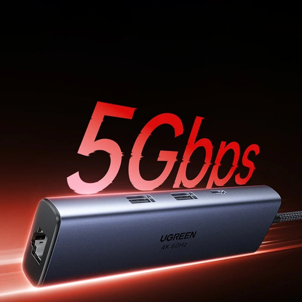 Hub USB-C UGREEN CM512 (75643), 6in1, Sivi