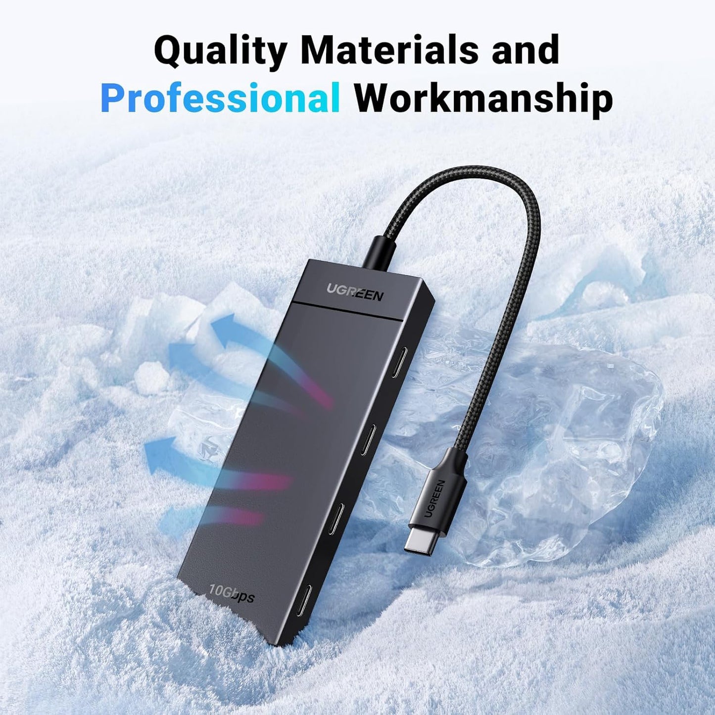 Hub USB-C UGREEN CM806, 4 x USB-C, 0.5m, Crni