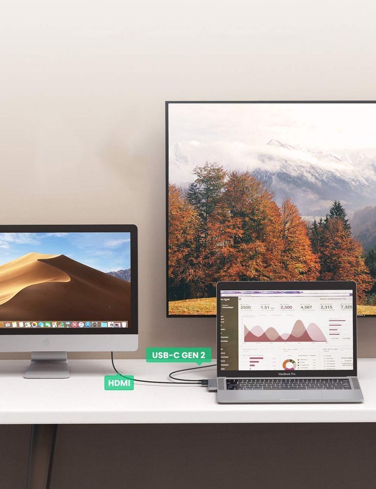 USB-C Hub UGREEN za Apple MacBook Pro / Air Series, 3 x USB-A 3.0 - 1 x USB-C - 1 x HDMI, Siva