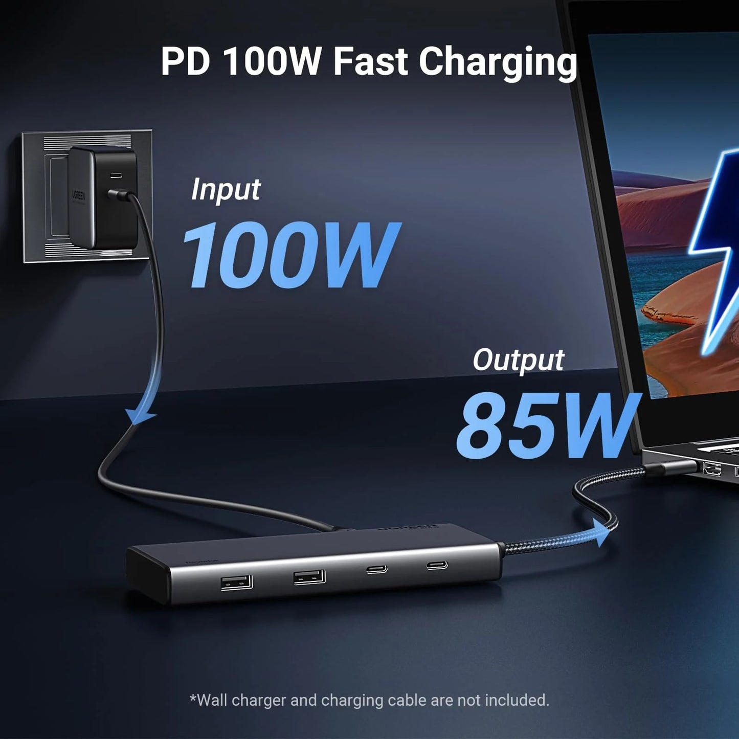 Hub USB-C UGREEN Revodok 308 CM639, 2 x USB-A 3.2 - 3 x USB-C - 1 x Display Port - 2 x HDMI, Sivi