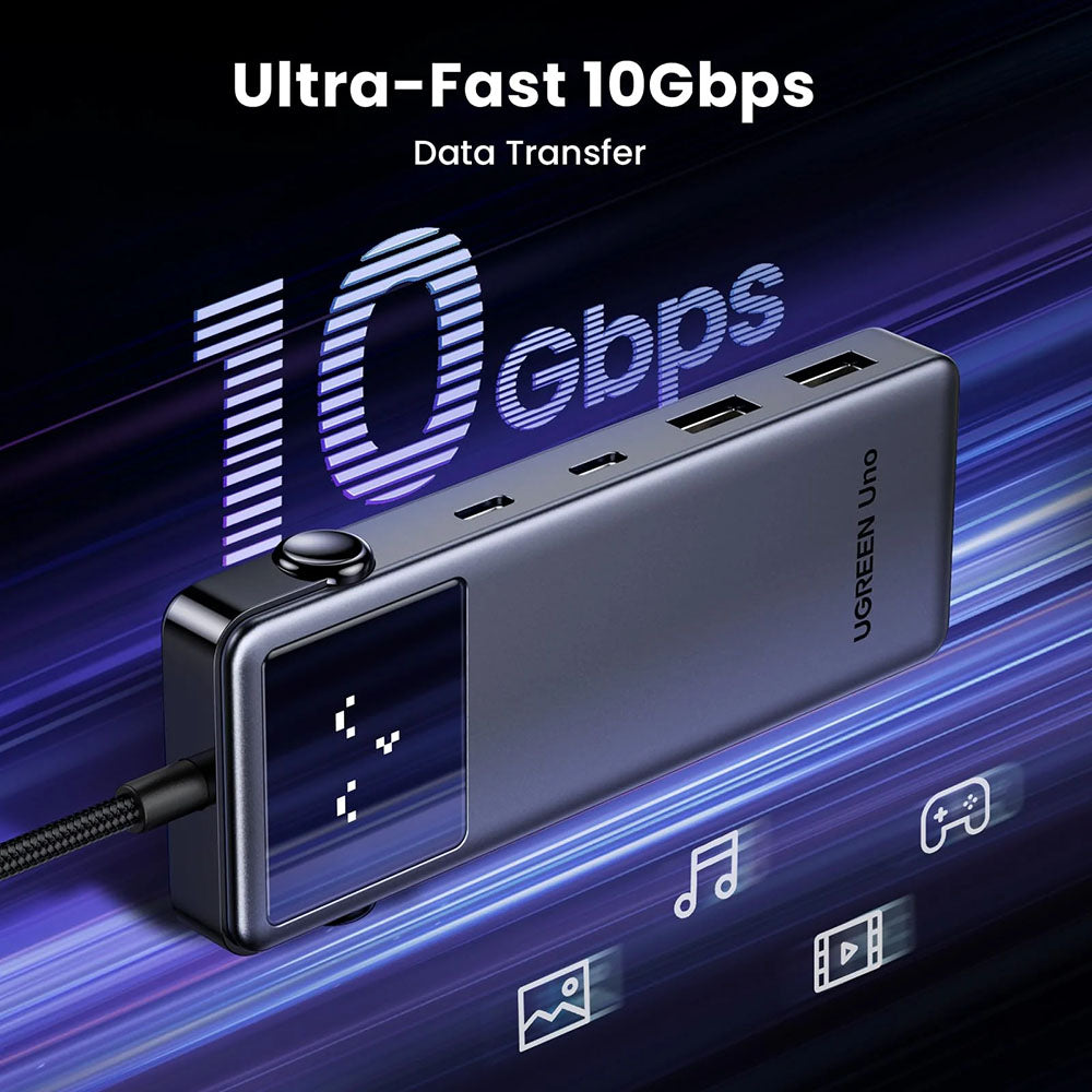 USB-C Hub UGREEN Uno (75177), 2 x USB-A 3.2 - 3 x USB-C - 1 x HDMI, Siva