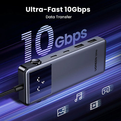 USB-C Hub UGREEN Uno (75177), 2 x USB-A 3.2 - 3 x USB-C - 1 x HDMI, Siva