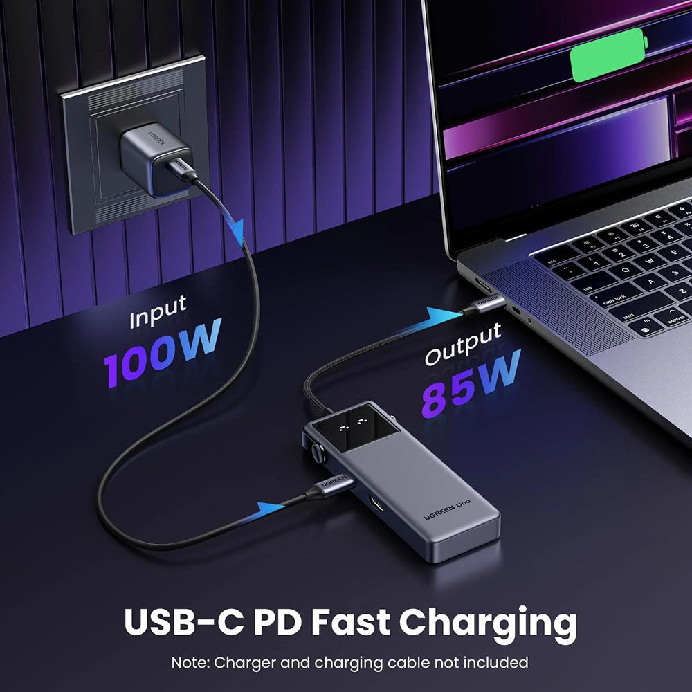 USB-C Hub UGREEN Uno (75177), 2 x USB-A 3.2 - 3 x USB-C - 1 x HDMI, Siva