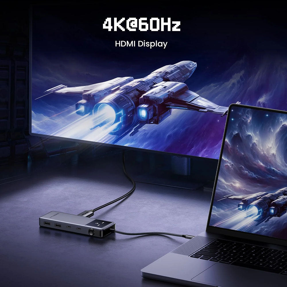 USB-C Hub UGREEN Uno (75177), 2 x USB-A 3.2 - 3 x USB-C - 1 x HDMI, Siva