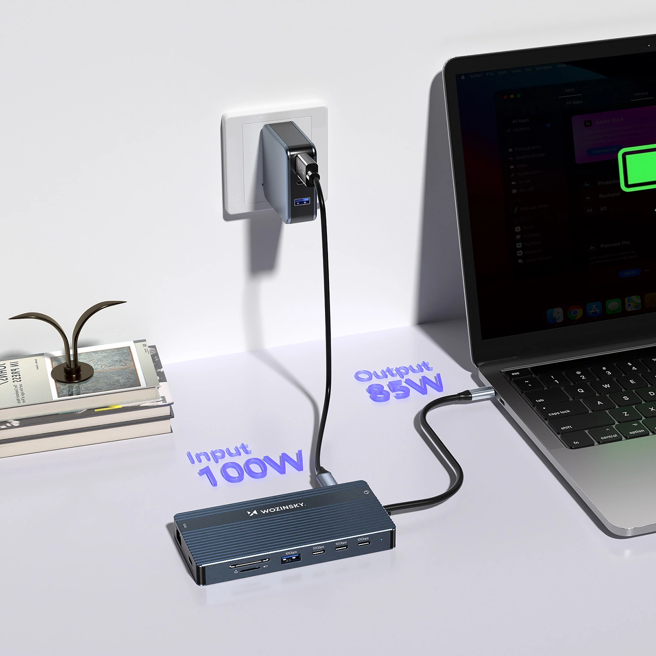 Hub USB-C WZK WDS03Y5S, 1 x USB-A 3.1 - 2 x USB-A - 5 x USB-C - 2 x HDMI - 1 x Džek 3.5mm - 1 x RJ45 - 1 x SD - 1 x microSD, Sivi