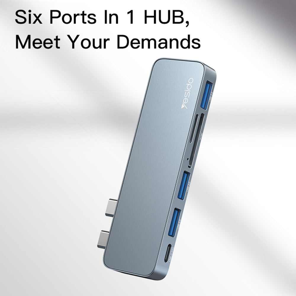 Hub USB-C Yesido HB10 za Apple MacBook Pro / Air, 6u1, Sivi