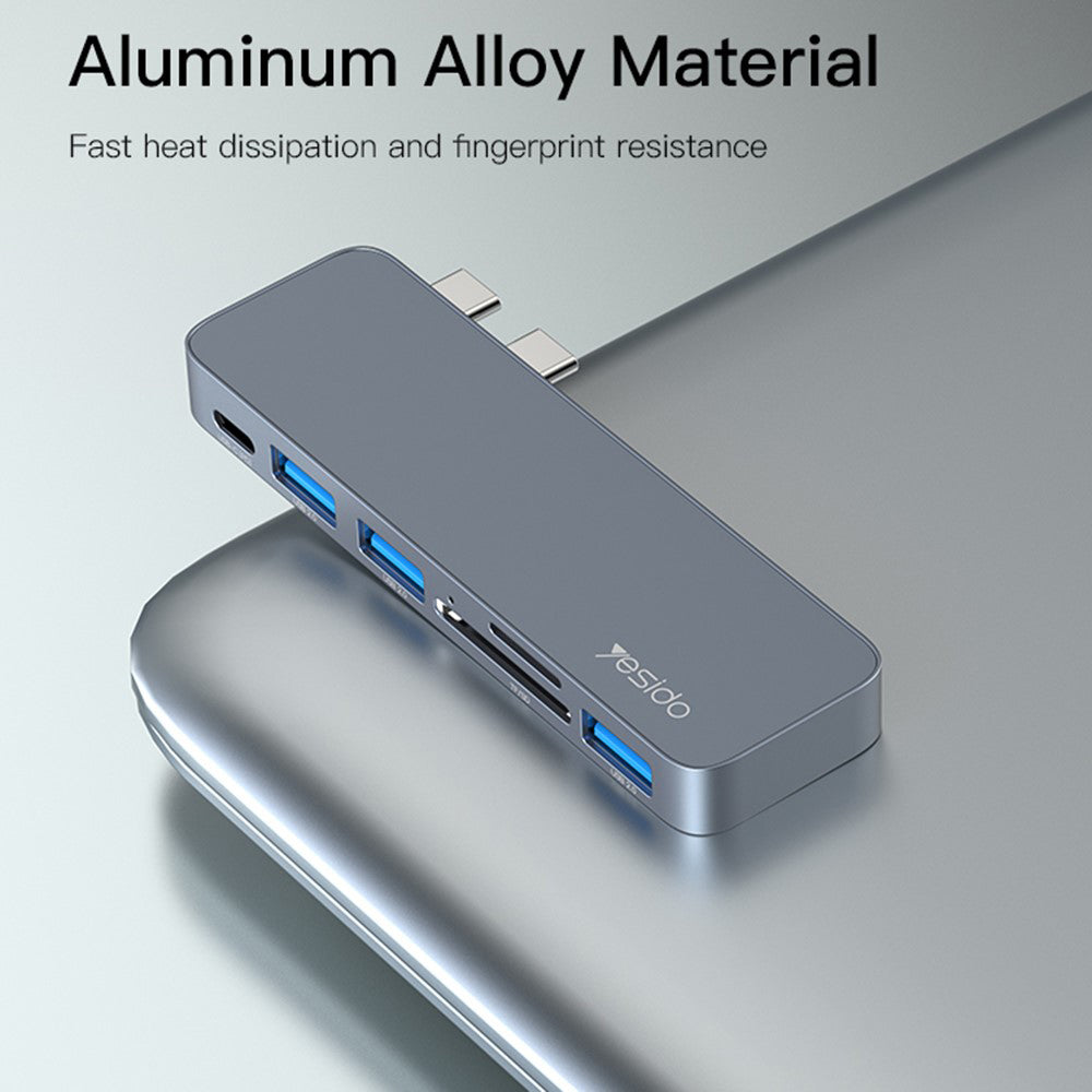 Hub USB-C Yesido HB10 za Apple MacBook Pro / Air, 6u1, Sivi